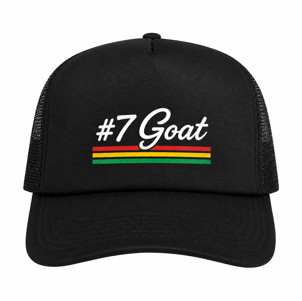 #7 Goat Mesh Back Black Trucker Cap
