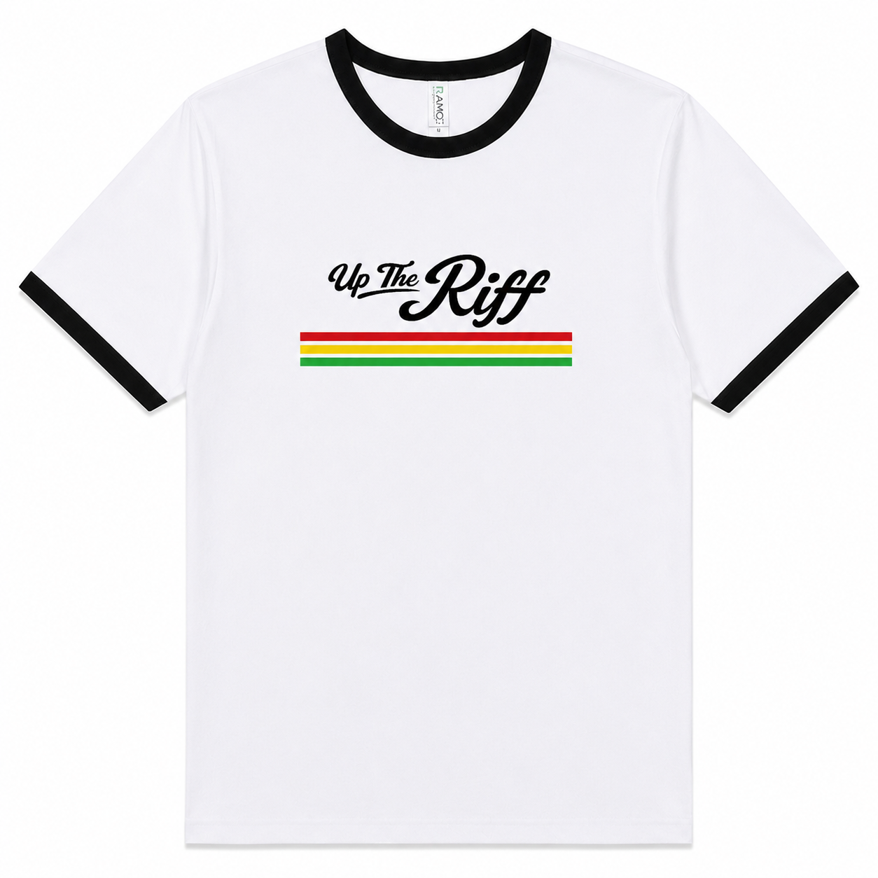 Up the Riff White & Black Unisex Ringer T-Shirt