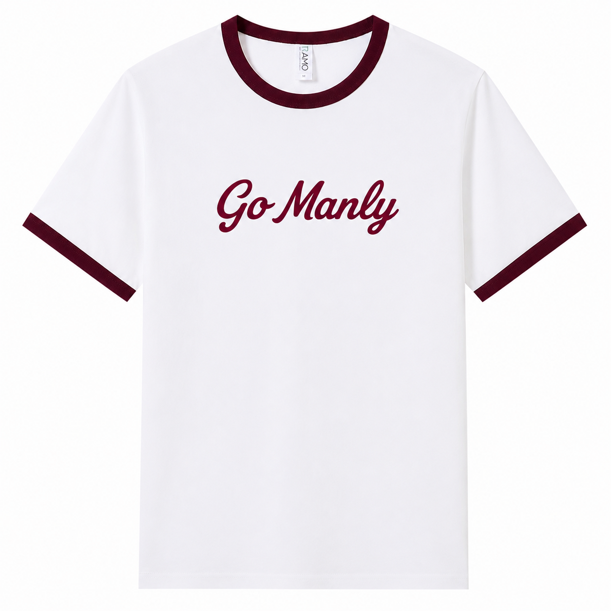 Go Manly White & Maroon Unisex Ringer T-Shirt