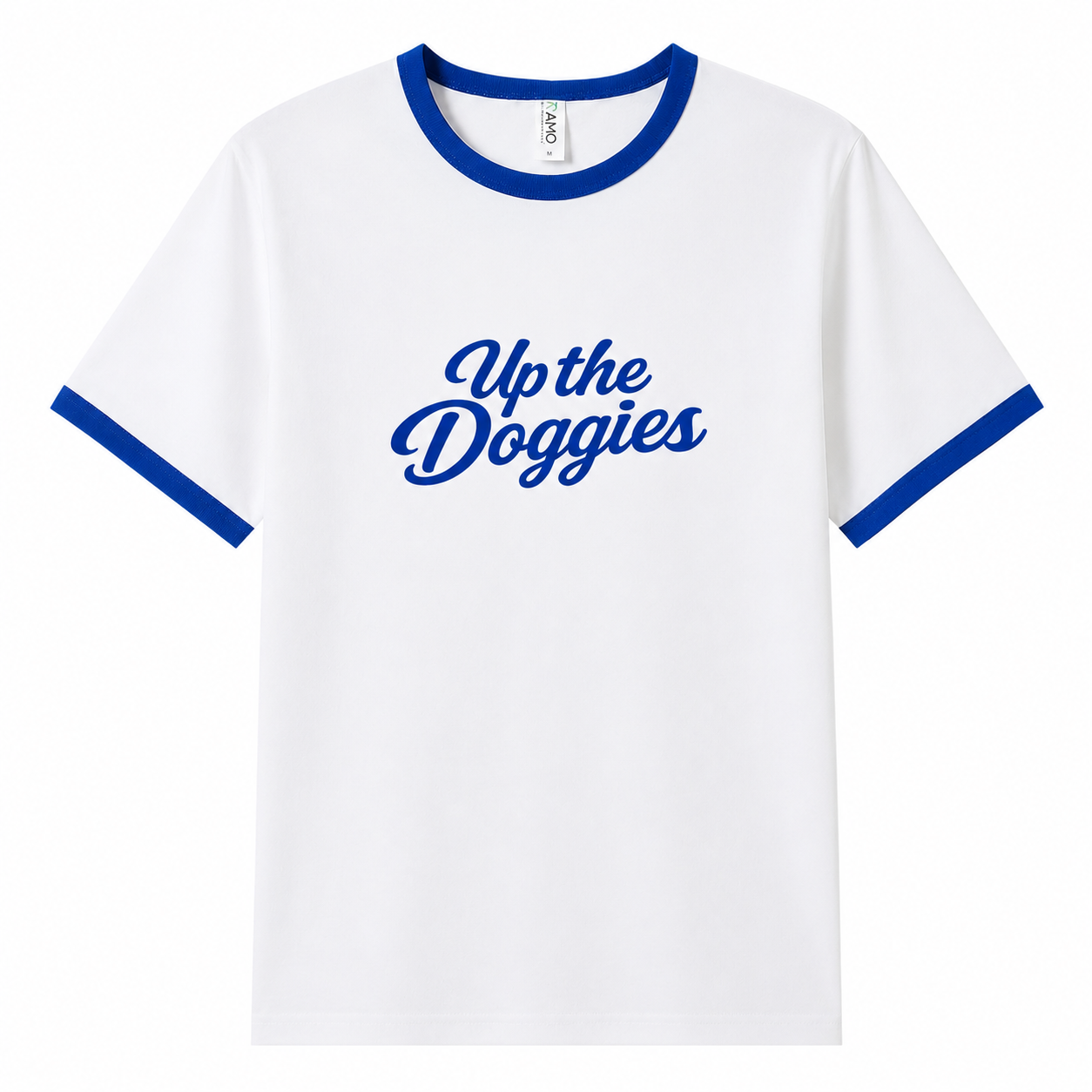 Up the Doggies Blue & White Unisex Ringer T-Shirt