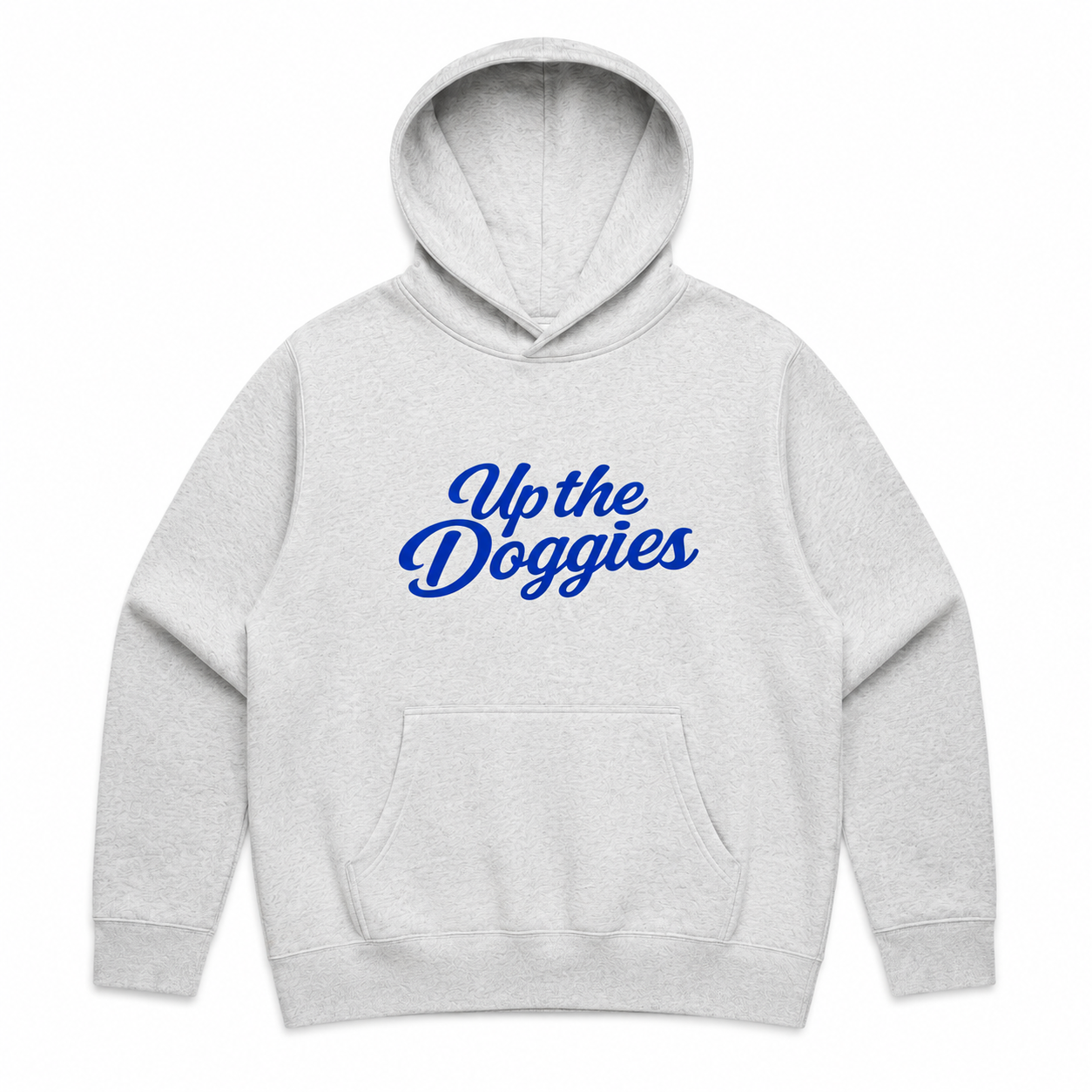 Up the Doggies Oversized White Marle Mens Hoody