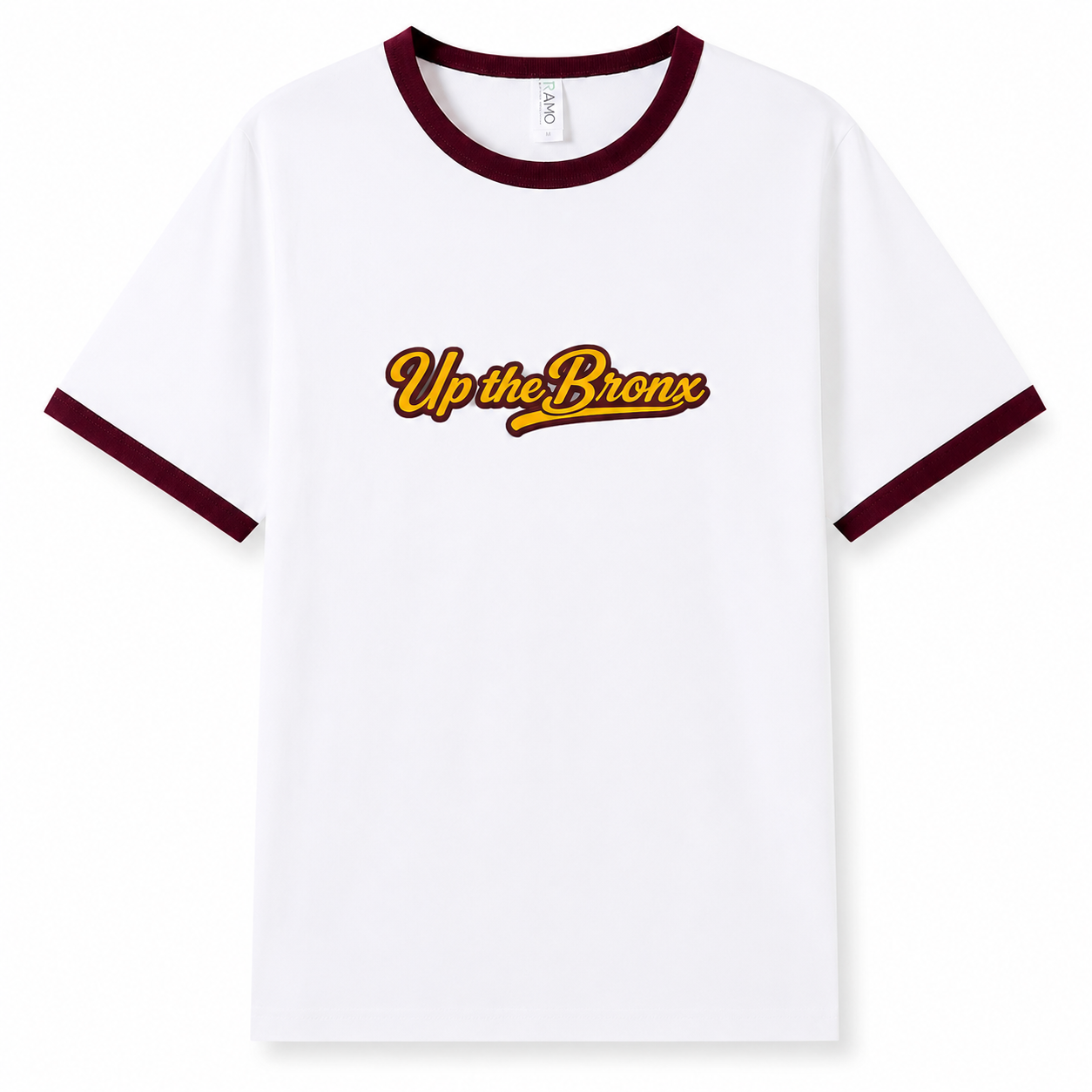 Up the Bronx Maroon & White Unisex Ringer T-Shirt