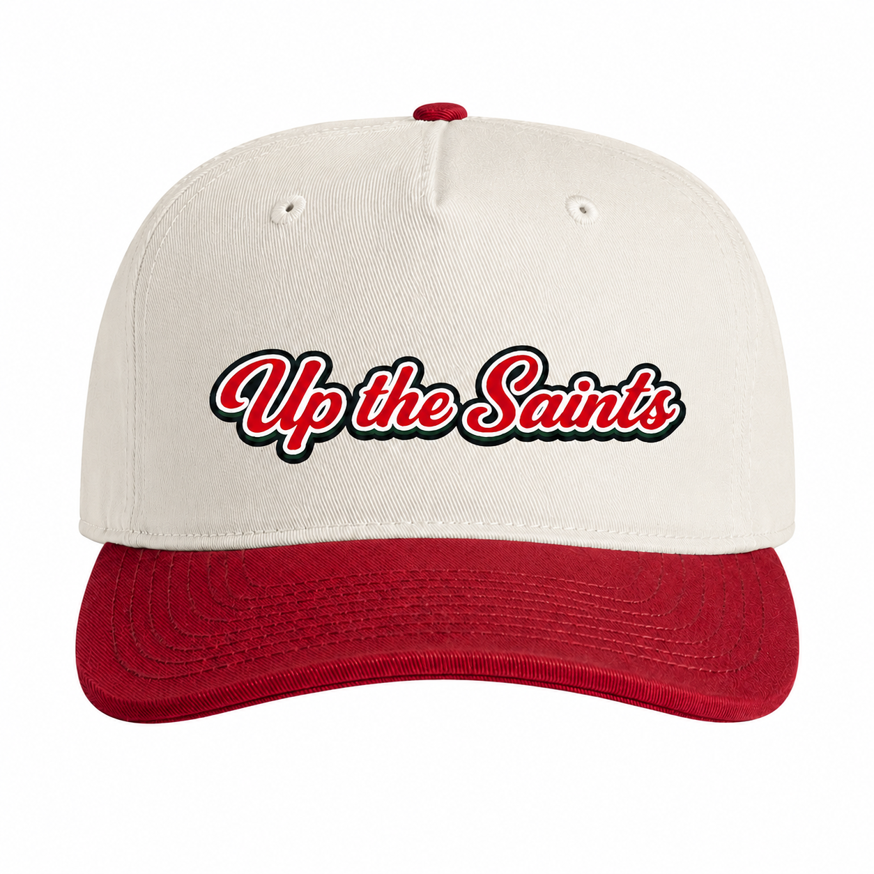 Up the Saints 5 Panel Snap Back Two Tone Red Natural Cap