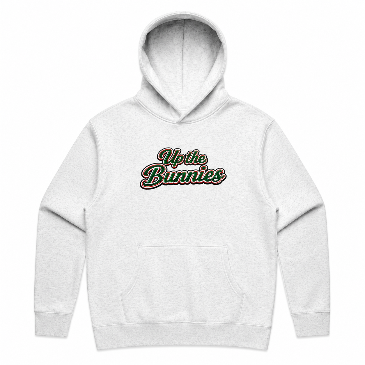 Up the Bunnies Oversized White Marle Mens Hoody