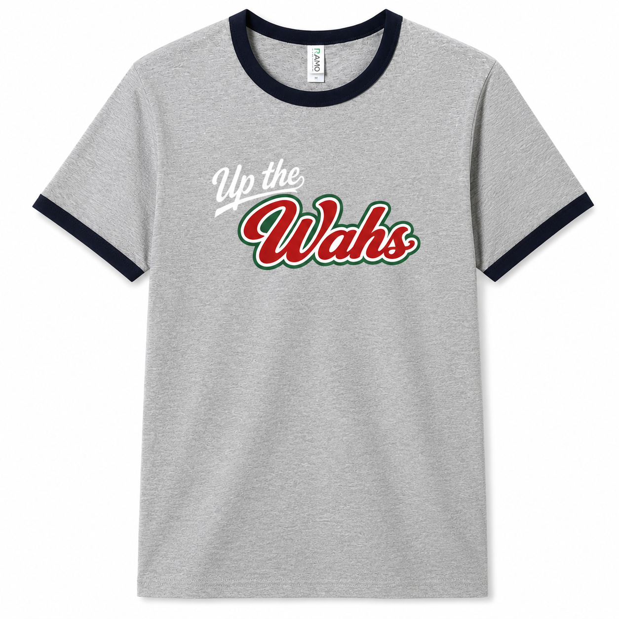 Up the Wahs Grey & Navy Unisex Ringer T-Shirt