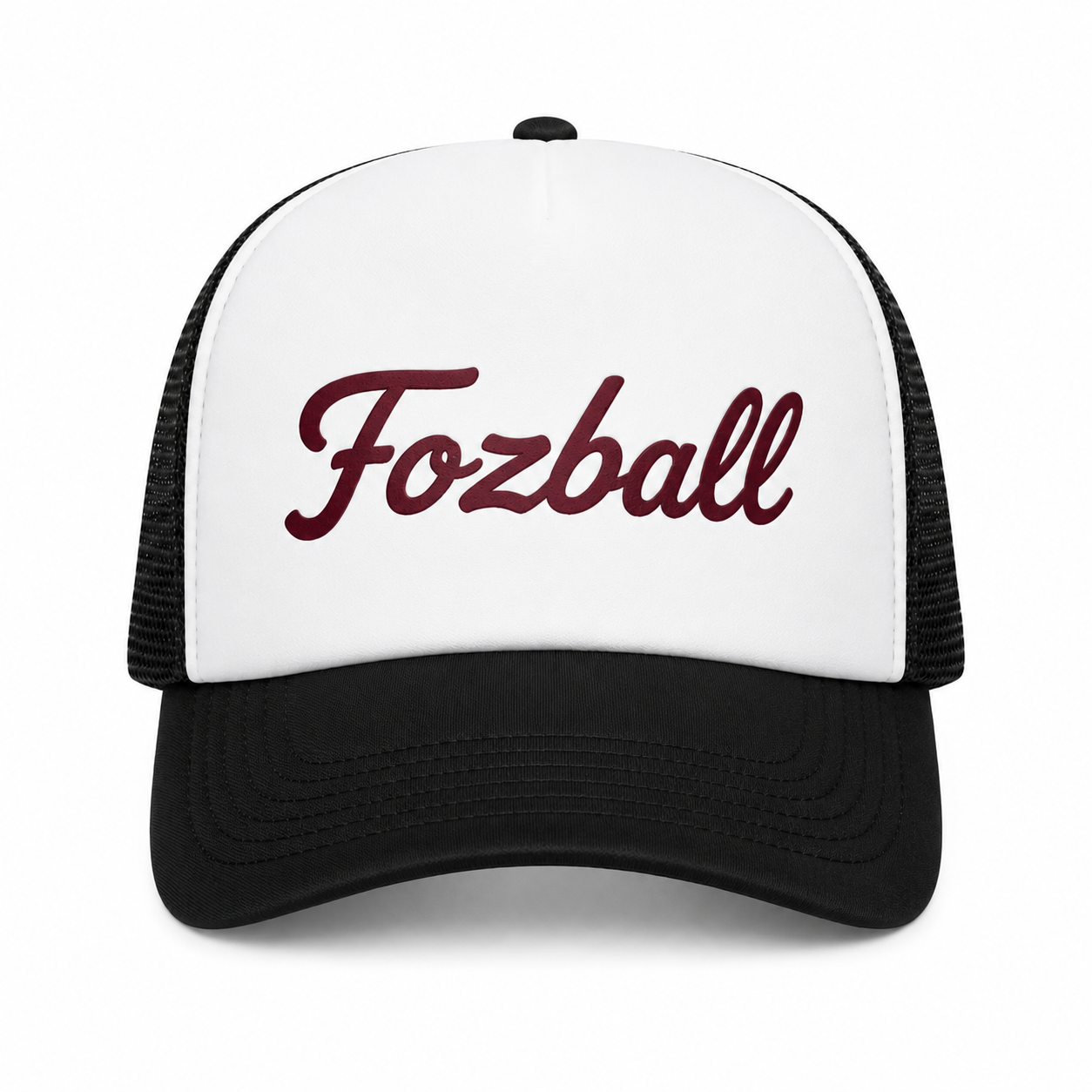 Fozball Mesh Back Black and White Trucker Cap