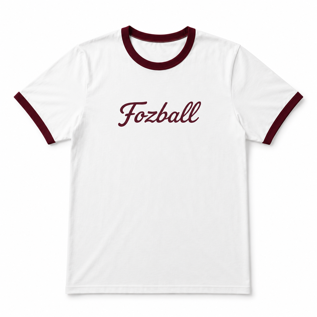 Fozball White & Maroon Unisex Ringer T-Shirt