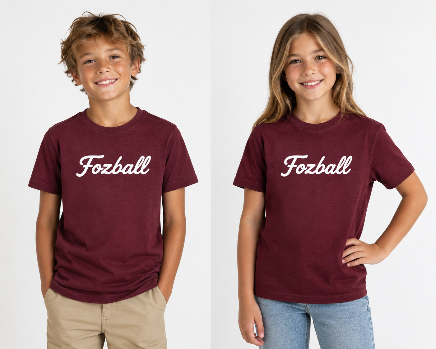 Fozball Maroon Kid's Youth Sized T-Shirt