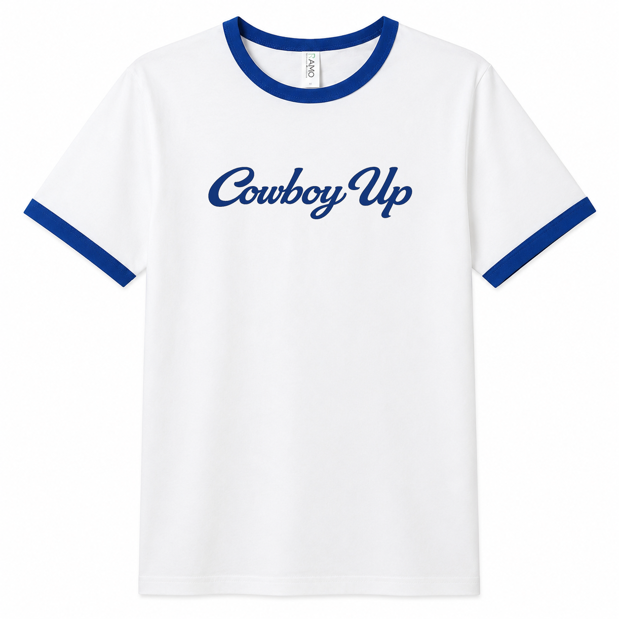 Cowboy Up Blue & White Unisex Ringer T-Shirt