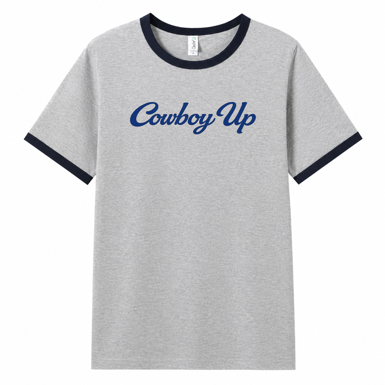 Cowboy Up Blue & Grey Unisex Ringer T-Shirt