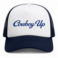 Cowboy Up Mesh Back Navy White Foam Trucker Cap