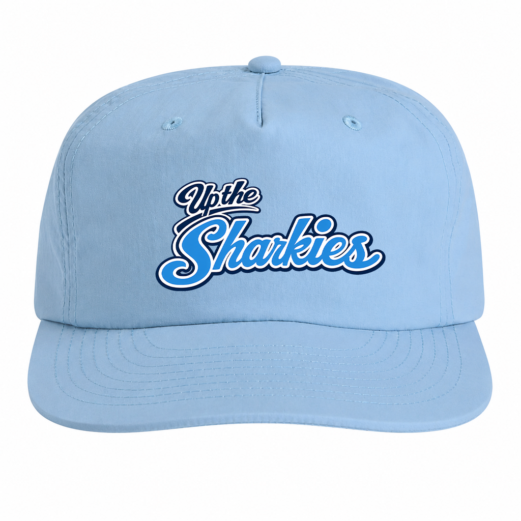 Up the Sharkies Blue Nylon Unstructured Snapback Cap