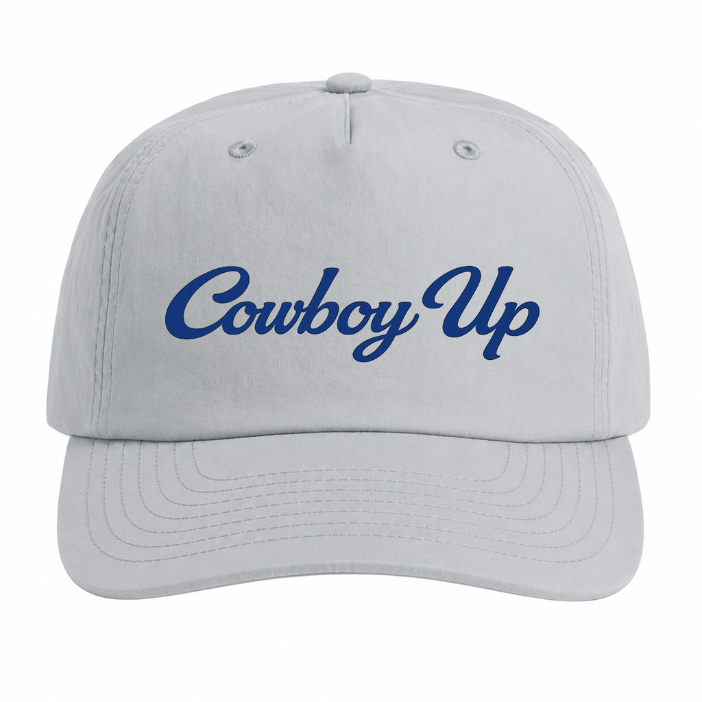 Cowboy Up Grey Nylon Unstructured Snapback Cap