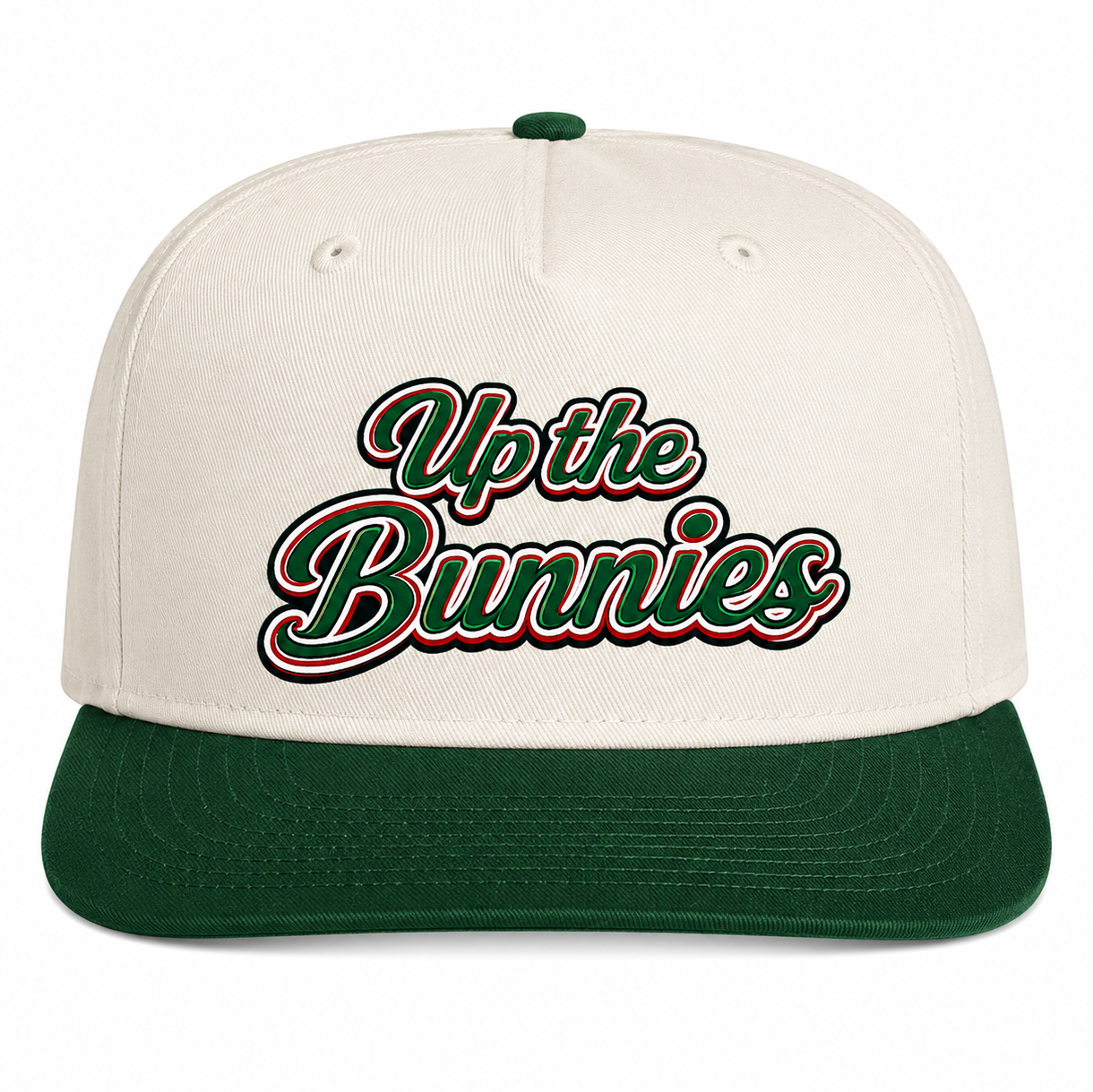 Up the Bunnies 5 Panel Snap Back Two Tone Forrest Natural Cap