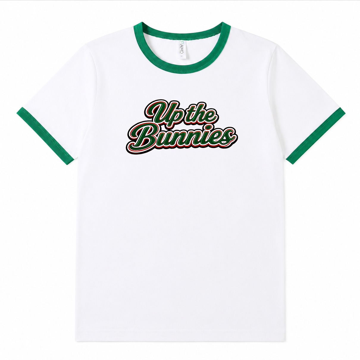 Up the Bunnies Green & White Unisex Ringer T-Shirt