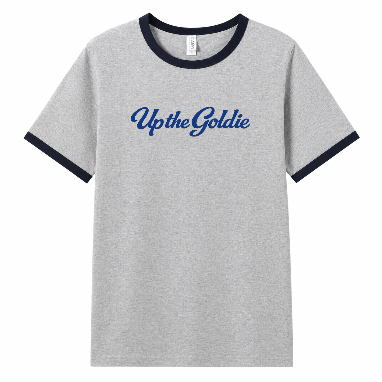 Up the Goldie Blue & Grey Unisex Ringer T-Shirt