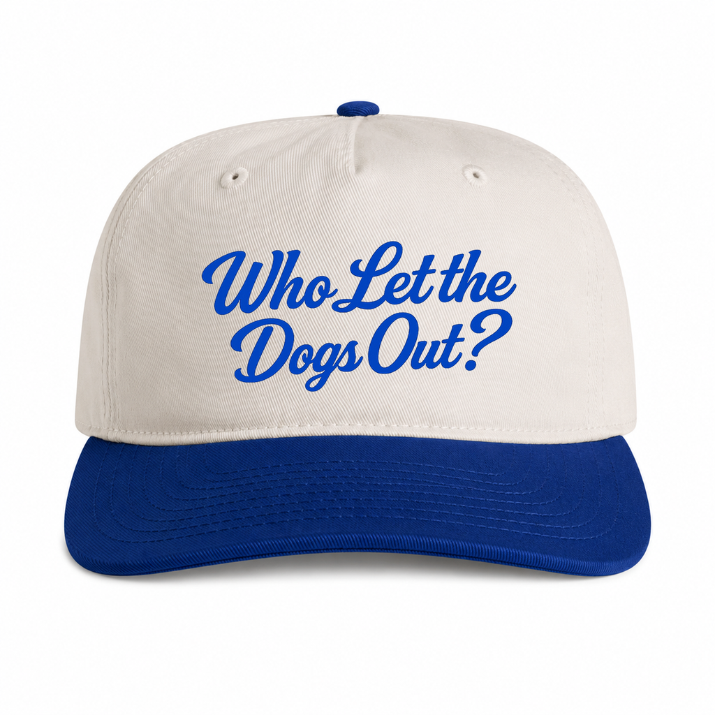 Who Let the Dogs Out  5 Panel Snap Back Two Tone Liberty Natural Cap
