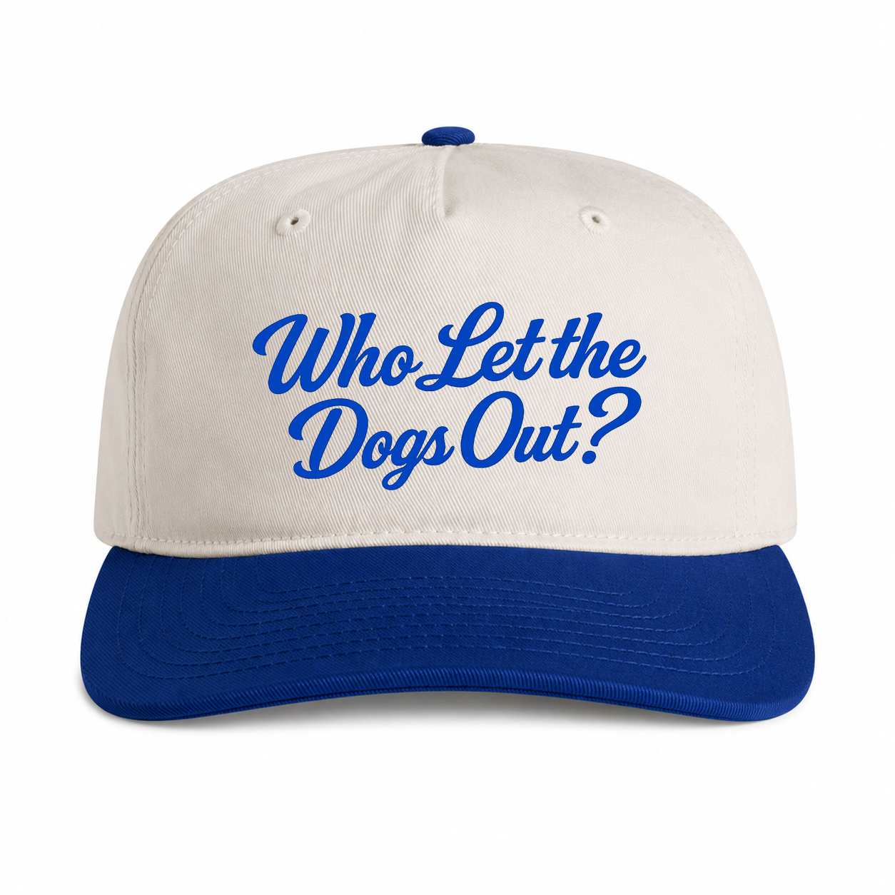 Who Let the Dogs Out  5 Panel Snap Back Two Tone Liberty Natural Cap